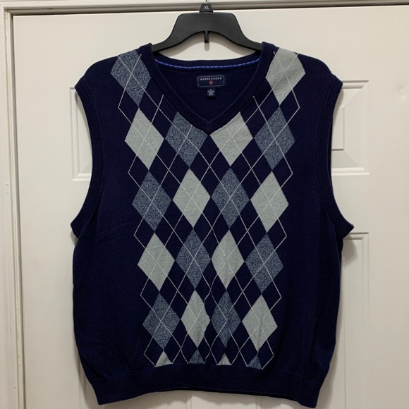 Saddlebred Other - 3/$15 Saddlebred 100% Cotton V-Neck Sweater Vest in Navy Argyle Size XL